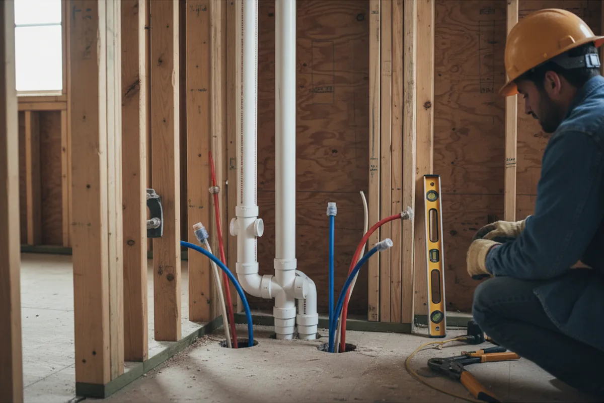 Drain and supply rough-in during Drain Cleaning in Circle Pines
