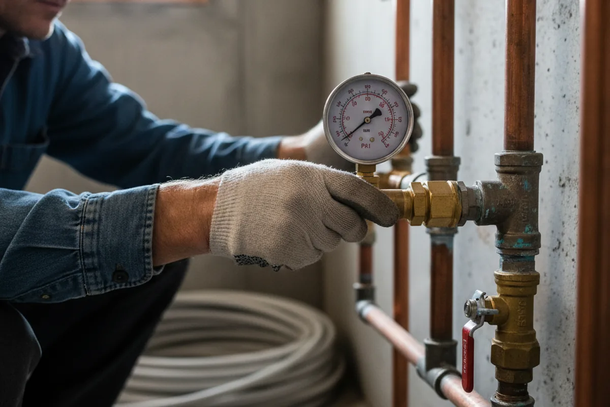 Pressure testing a repaired line during Water Line Repair in Circle Pines